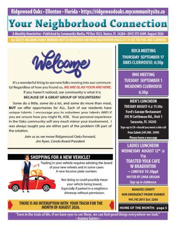 Ridgewood Oaks newsletter cover