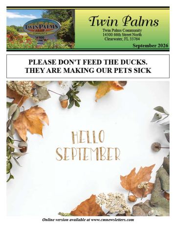 Twin Palms - Clearwater newsletter cover