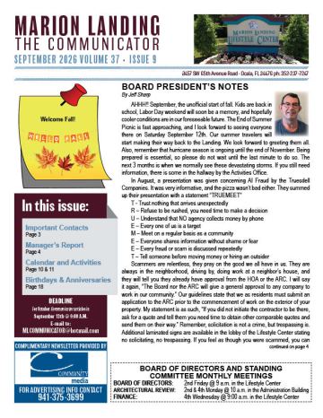Marion Landing newsletter cover