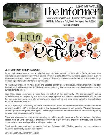 Lake Fairways Country Club newsletter cover