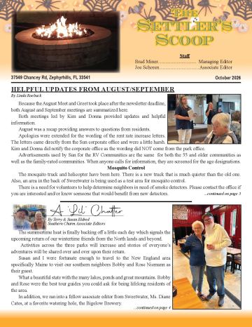Settlers Rest newsletter cover