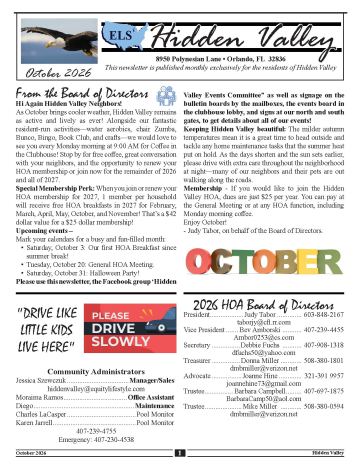 Hidden Valley newsletter cover