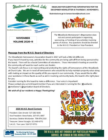 Woodlands at Church Lake newsletter cover