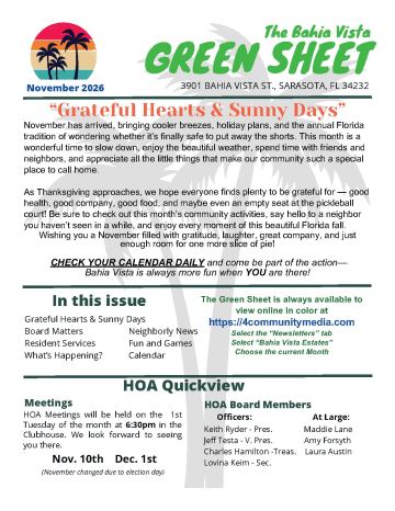 Bahia Vista Estates newsletter cover