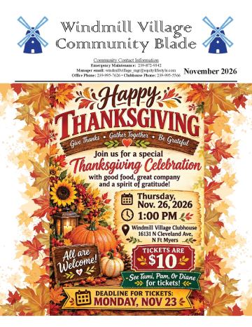 Windmill Village - N. Ft. Myers newsletter cover