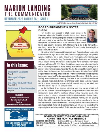 Marion Landing newsletter cover
